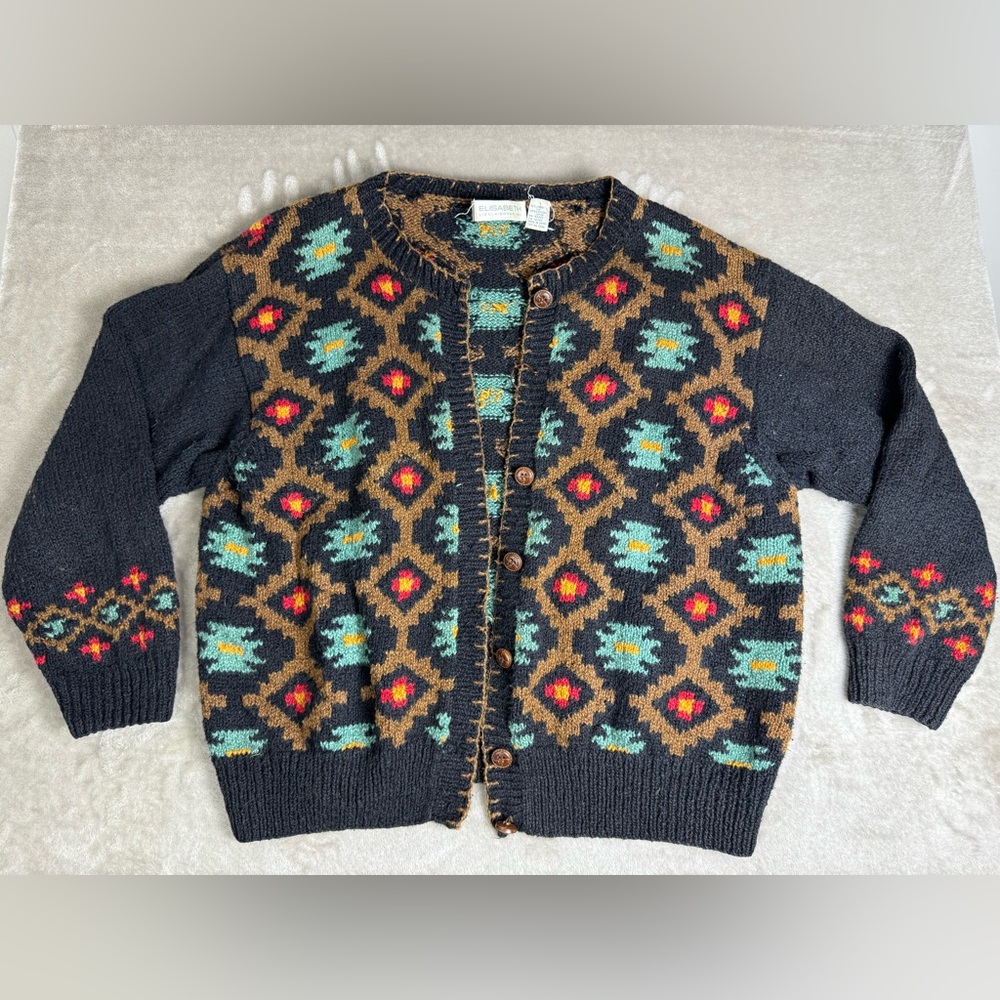 Elisabeth by Liz Claiborne Women's Chunky Knit Vintage Cardigan Size 1 Medium